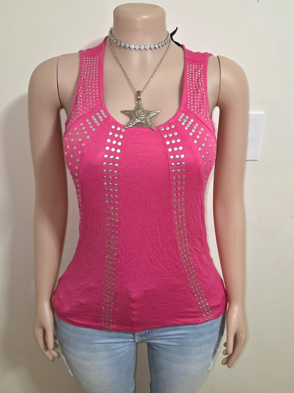 ☆Design History Hot Pink Studded Tank Top☆